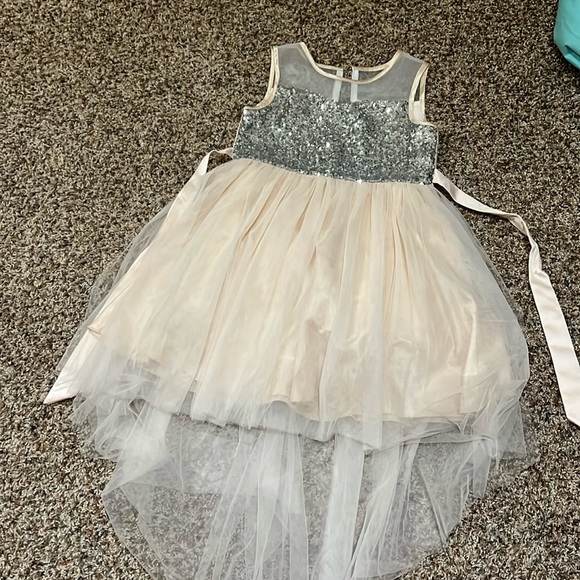 Silver sequin dress with high low back.  Very cute on! - Picture 2 of 6